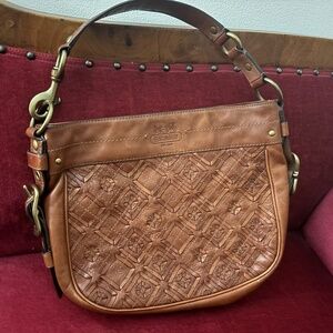 Leather coach shoulder bag